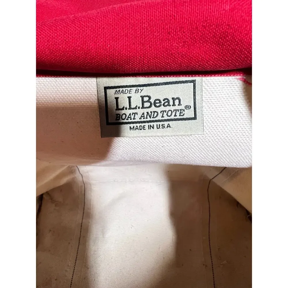VTG LL Bean Boat & Tote Zip Top Red Canvas Bag MARY K